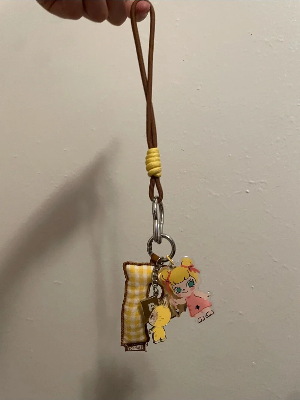 Yellow P Labubu Keychain Charm by Popmart